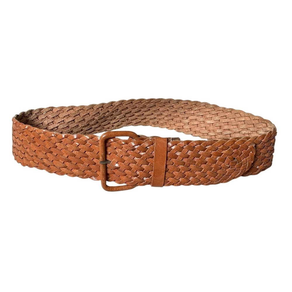 Hand Crafted Boho Leather Woven Braided Belt Tan M - Picture 4 of 8